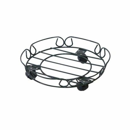 PANACEA Products  12 in. Round Wheeled Plant Caddy, Black Steel 259432